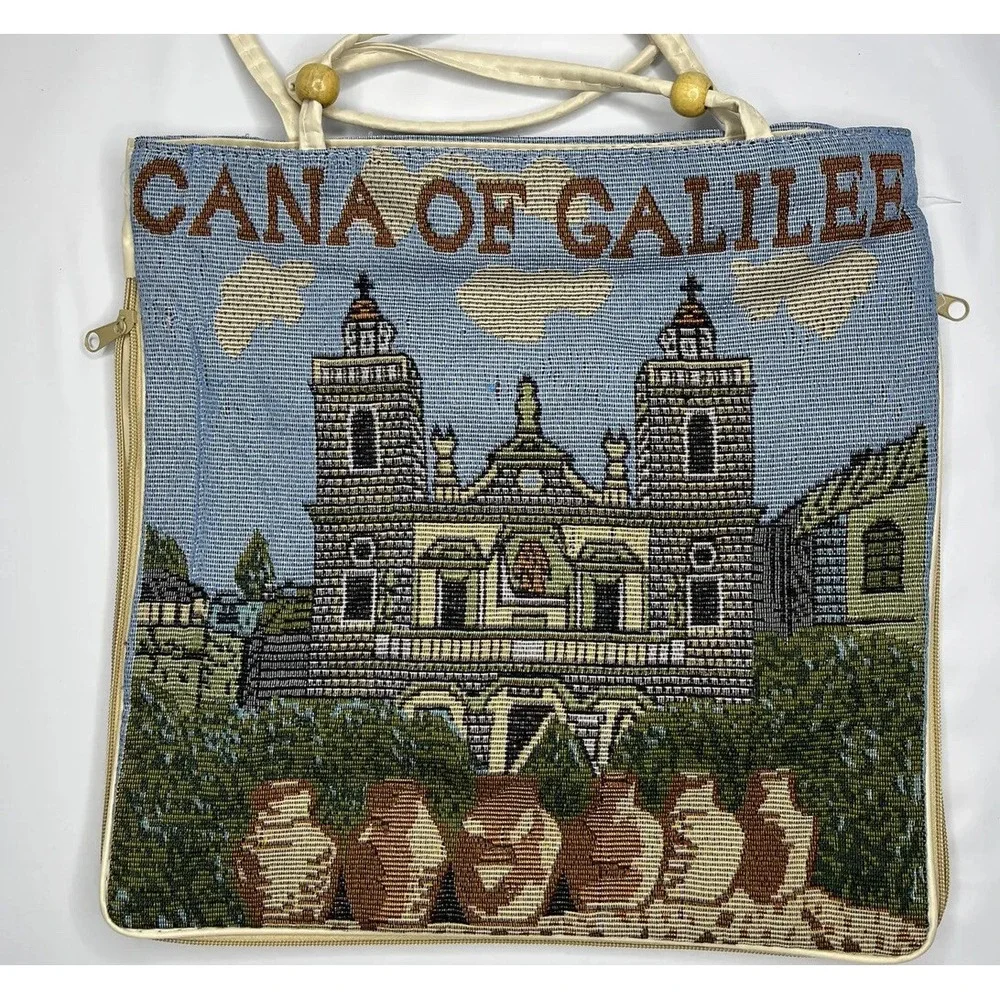 Cana‎ of Galilee Handbag Tote Shoulder Purse Handmade Floral Fabric Zip Vintage